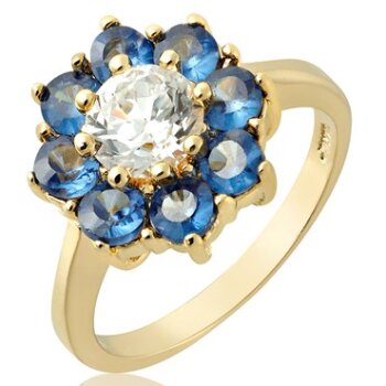 Ring Blüte mit Gelbgold vergoldet im Etui Größenauswahl