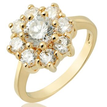 Ring Blüte Topase & Zirkonia weiß vergoldet im Etui...