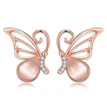 1 Paar Ohr Stecker Schmetterling Zirkonien mit Roségold...