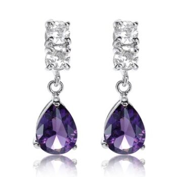 1 Paar Ohr Hänger Tropfen Amethyst lila vergoldet im...