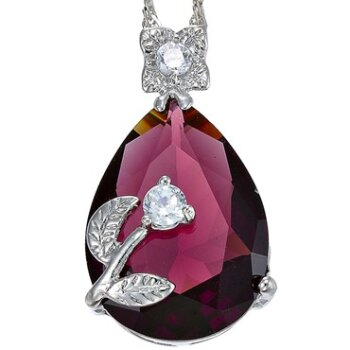 Anhnger Tropfen Amethyst mit Blte vergoldet inkl. Kette...