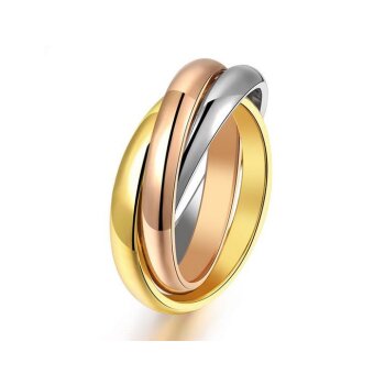 Ring Tricolor Tricolor Gelb Rosé Weiß vergoldet im Etui