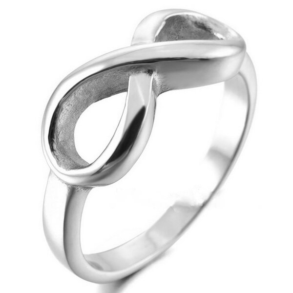 Zeeme Stainless Steel Ring Edelstahl Stahl grau glanz Infinity Unendlichkeit NEU 