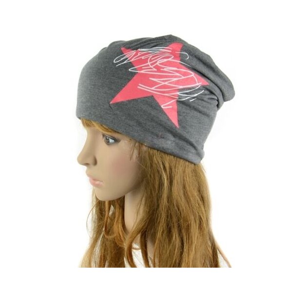 Mütze / Beanie RED STAR dunkel grau