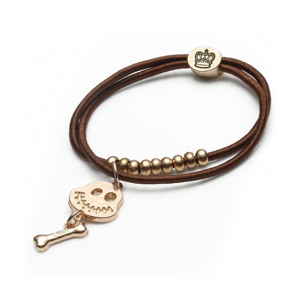 Armband Krone & Totenkopf gold braun