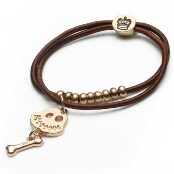 Armband Krone & Totenkopf gold braun