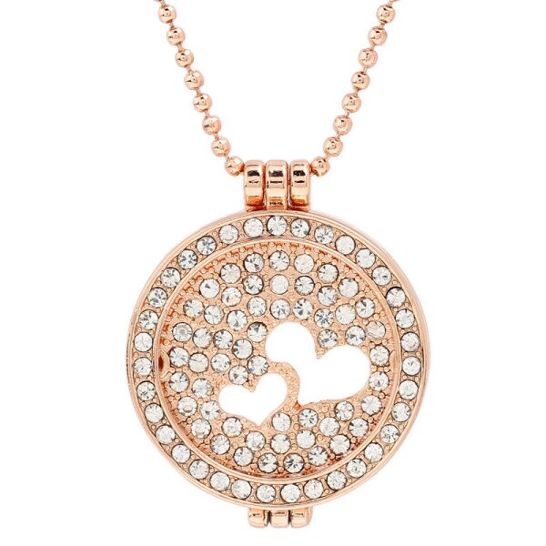 Rose Gold Floating Charms Herzen  Medaillon ohne GLAS inkl. Kette