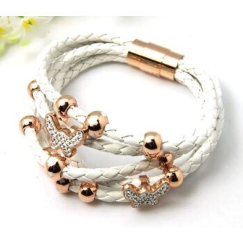 PU Lederarmband Rosegold Schmettering &  Perlen mit...