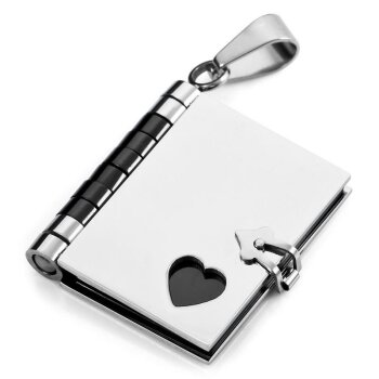 Buch Anhänger mit Herz Eleganz inkl. Kette im Etui GRAVUR...