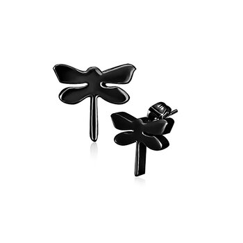 1 Paar Libellen Ohrstecker Edelstahl schwarz im...