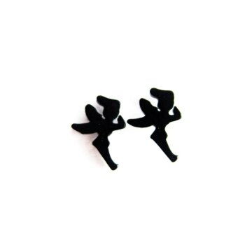 Elfen Ohrstecker Edelstahl schwarz im Organza Beutel