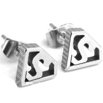 1 Paar Ohrstecker Superheld Edelstahl silber im Organza...