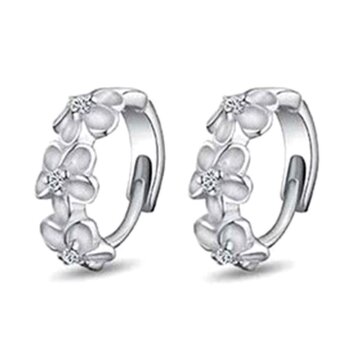 1 Paar Creolen Zirkonia Blüten mit 925 Silber versilbert...