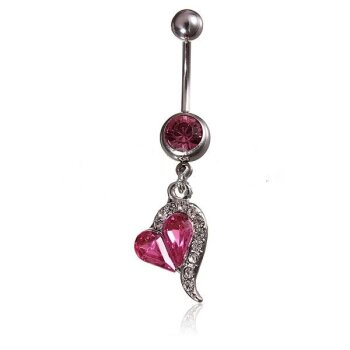 Bauchnabel Piercing Herz Fuchsia  mit Strass  316 L...