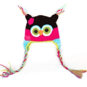 Strick Eulen Kinder Mütze HAPPY OWL bunt
