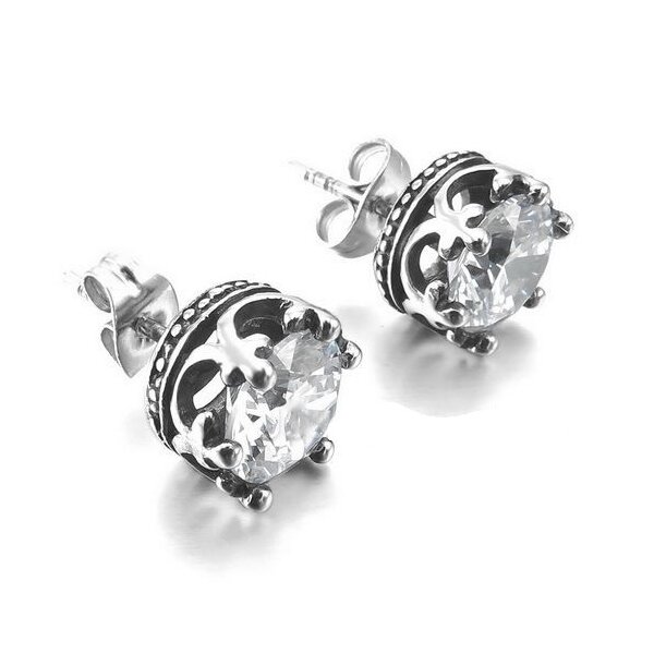 1 Paar Ohrstecker / Plug GLAM Krone Zirkonia Edelstahl...