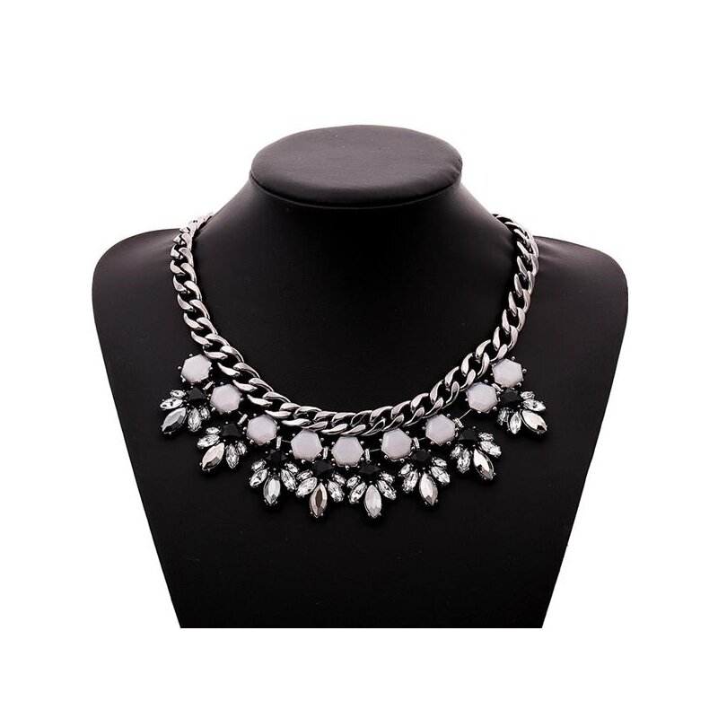 Strass Collier Black & White Panzerkette schwarz rhodiniert im Schmuc,  29,99 €