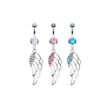 Bauchnabel Piercing Engelsflügel mit Strass 316 L...