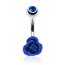 Bauchnabel Piercing Rosen Blüte mit Zirkonia Royal blau 316 L Edelstahl