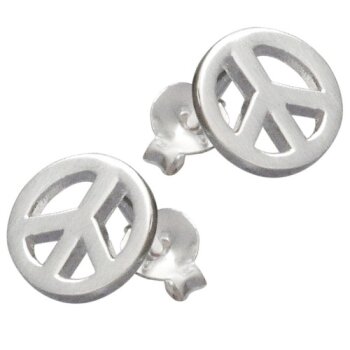 1 Paar Ohrstecker PEACE Edelstahl silber im Organza Beutel