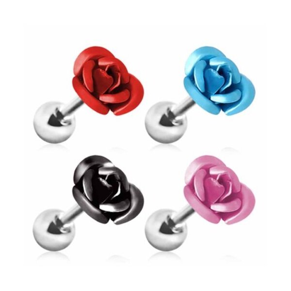 1 Stck Helix Tragus  Ohrpiercing Rosenblte  316 L  Chirurgen Stahl - Farbwahl