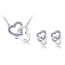Schmuckset Strass HERZ Collier & Ohr Stecker violett vergoldet