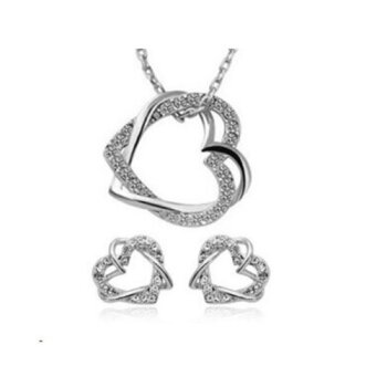 Schmuckset Strass HERZ Collier & Ohr Stecker Restless...