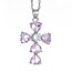 Kreuz Anhänger rosa Saphire & weißer Topas vergoldet inkl. Kette im Etui