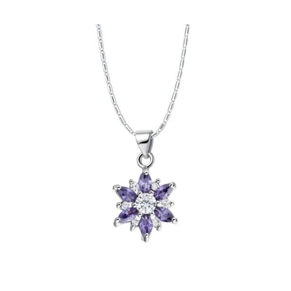 Anhnger Stern weier Topas & Amethyste vergoldet inkl. Kette im Schmuck Beutel