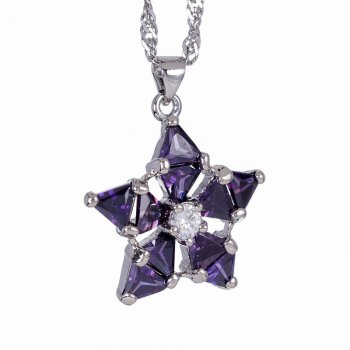 Anhänger Stern weißer Topas & Amethyste lila vergoldet...