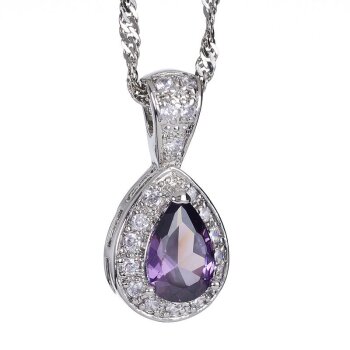 Anhänger Tropfen Zirkonias & Amethyst vergoldet inkl....