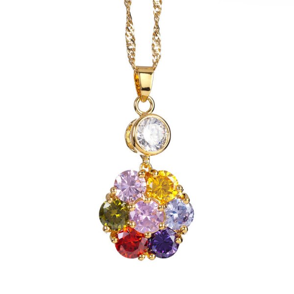 Blten Anhnger Hippi Deluxe Zirkonia multicolor mit vergoldet inkl. Kette im Schmuck Beutel