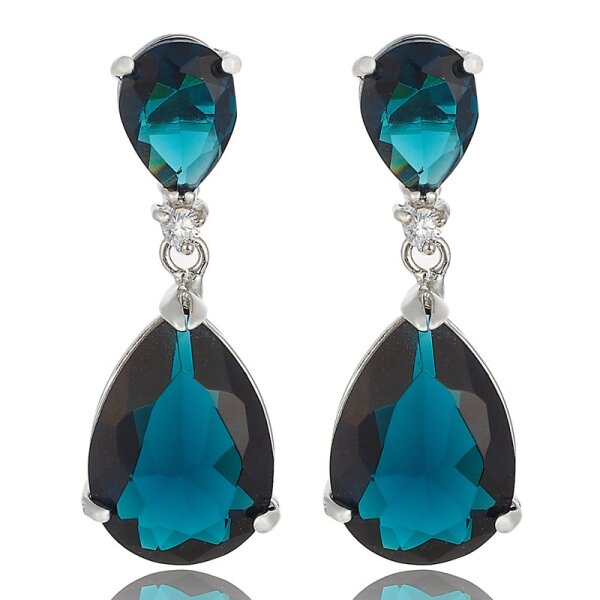 1 Paar Ohr Hänger mit Stecker GLAM Saphir blau vergoldet...