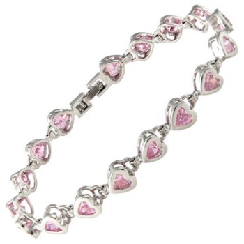 Armband Herzilein vergoldet mit Saphir rosa im Etui