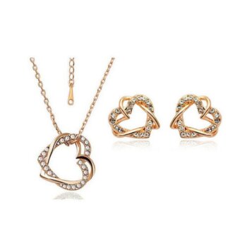 Schmuckset Strass HERZ Collier & Ohr Stecker Restless...