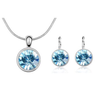 Schmuckset Solitaire Kette & Ohrhänger Aquamarin blau...