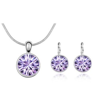 Schmuckset Solitaire Kette & Ohrhnger Amethyst lila...