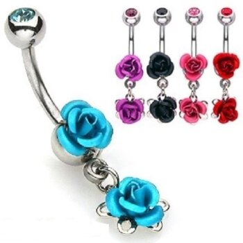 Bauchnabel Piercing Rosen Blüten 316 L Chirurgen Stahl...