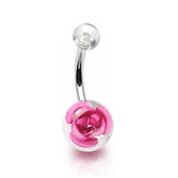 Bauchnabel Piercing Chystal Rose  magenda pink  316 L Edelstahl