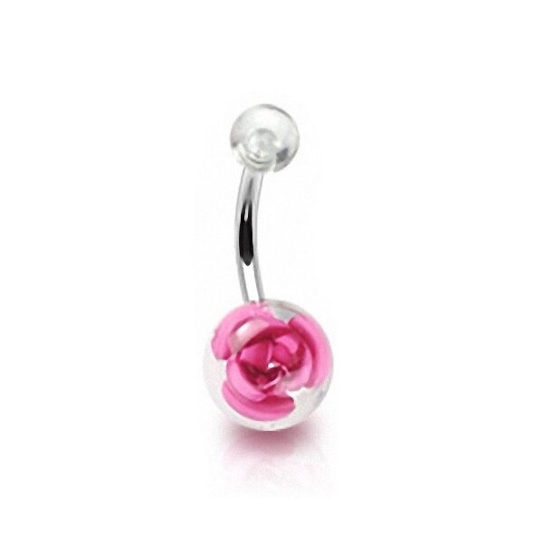 Bauchnabel Piercing Chystal Rose  magenda pink  316 L Edelstahl