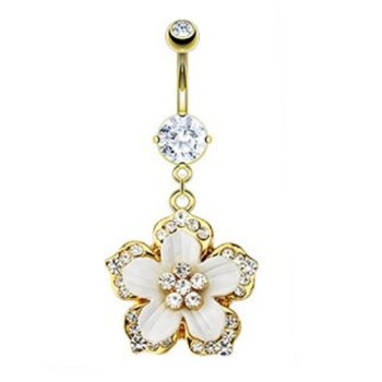 Bauchnabel Piercing Zirkonia Blüte 316 L Chirurgenstahl...
