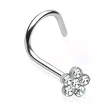 Nasenpiercing Blüte mit Zirkonias 316 L Edelstahl