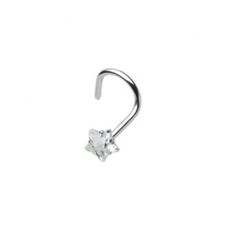 Nasenpiercing Stern mit Zirkonia weiß 316 L Edelstahl