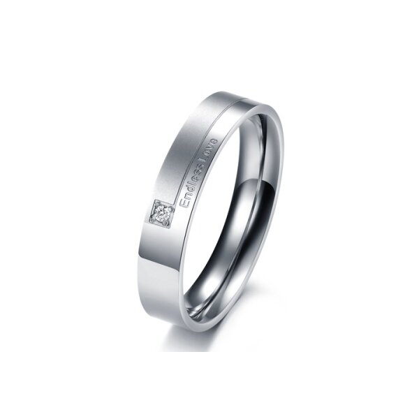 Damenring 4mm Endless Love silbernfarben aus 316 L Edelstahl mit Zirkonia