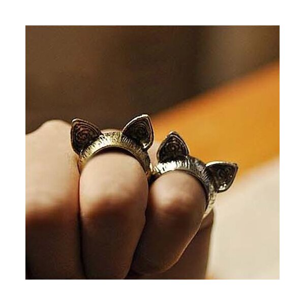 Katzen Ring antik gold