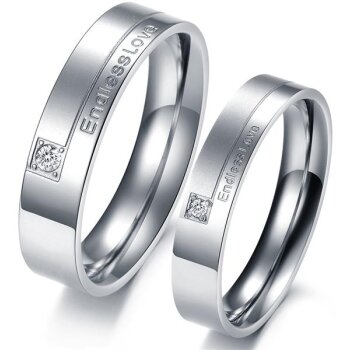 SET Eheringe / Partner Ringe 316 L Edelstahl Endless Love...