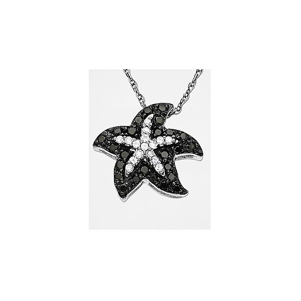 Anhänger Seestern Zirkonias Black & White  inkl. Gliederkette 925 Silber im Etui