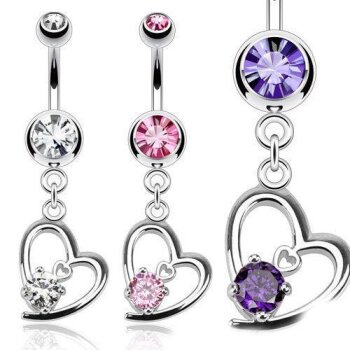 Bauchnabel Piercing Herzchen 316 L Chirurgen Stahl -...