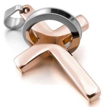 Kreuz Anhänger Rosegold Wunsch Gravur inkl. Kette im...