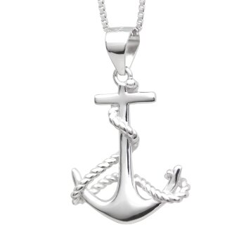 Anker Anhänger AHOI aus 925 Silber rhodiniert inkl. Kette...